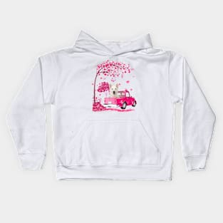 Valentine's Day Love Pickup Truck White German Shepherd Kids Hoodie